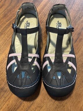 NWT JBU by Jambu Memory Foam Mary Jane Shoes Sandals DkGray Pink Sz 8 Comfy Walk